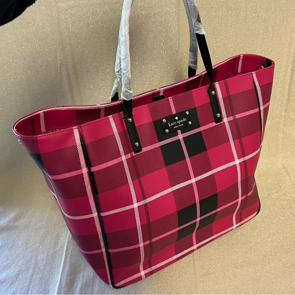 Kate Spade Pink Plaid Tote - Picture 3 of 16